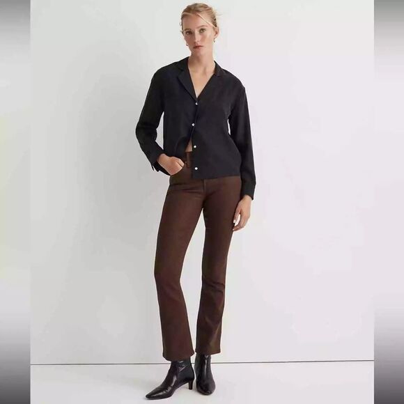 MADEWELL Kick Out Crop Jeans Size 32 Coated Edition Hot Cocoa NWT B11 - Picture 1 of 5